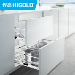 悍高(HIGOLD)308514-4E橱柜双层拉篮抽屉式黑钻304不锈钢五金挂件 800柜体套装