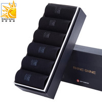 美美新格袜子男棉质男袜透气吸汗中筒透气休闲纯色男袜6双装0006-3混色C组合均码