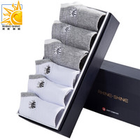 美美新格6双装袜子男士四季款棉男短袜简约吸汗短筒棉袜男生运动男船袜6003-3学院风混色C组合均码