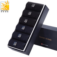 美美新格男士袜子男商务休闲棉袜透气吸汗简约时尚四季中筒袜6双装礼盒袜6007-3混色C组合均码