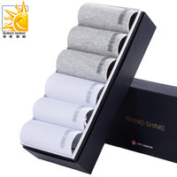 美美新格6双装袜子男士四季透气运动吸汗船袜防脱男短袜棉短袜6002-2纯色百搭混色E组合均码