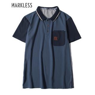 Markless POLO衫男韩版翻领男士短袖T恤衫TXA4636M蓝色170/88(M)