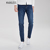 Markless 牛仔裤男休闲牛仔裤青年直筒修身小脚长裤NZA8005M牛仔蓝35（2.8尺）