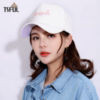 Tsful 帽子女鸭舌帽韩版春夏四季潮休闲纯色字母棒球帽简约运动遮阳情侣款 DQ077MZB 白色