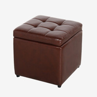 乐高赫曼 换鞋凳 储物凳收纳凳简约现代沙发凳脚踏穿鞋凳皮矮凳 LG-025-红棕皮