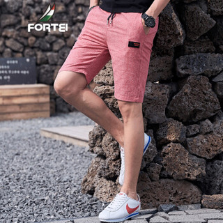 富铤（FORTEI ）短裤 男士夏季时尚简约五分裤薄款运动沙滩裤 西瓜红 XL