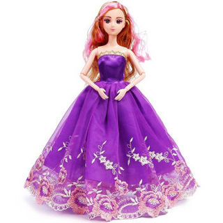 爸爸妈妈（babamama）芭比娃娃 公主洋娃娃儿童玩具 女孩过家家换装玩偶 紫色裙 B6104