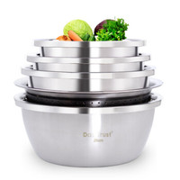 创得（DASTRUST）304不锈钢盆 加厚味斗菜盆漏盆洗菜盆淘米盆和面盆米筛盆不锈钢盆5件套装