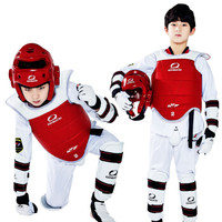 竞派 仿皮男女跆拳道护具全套成人儿童加厚实战护具五件套训练套装一次成型头盔送护具包