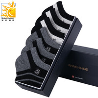 美美新格6双装短袜子男短袜棉质撞色条纹透气运动时尚男士袜子6004-2混色B组合均码