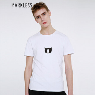Markless 短袖t恤男男士休闲T恤青年修身印花圆领短袖体恤TXN601MB4白色-doghead180/96（XL）