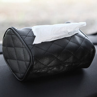 KOOLIFE 车用纸巾盒 椅背挂式 车载餐巾纸盒 创意遮阳板抽纸盒套 车内用品 黑色