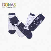 宝娜斯 BONAS 儿童袜子男童女童精梳棉袜五双装 4-6岁B17121 L建议(10-12岁脚长20-22CM)