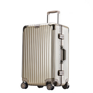 PointKid 铝框拉杆箱运动版男女万向轮24英寸旅行箱加厚款行李箱密码箱包  172407 金色
