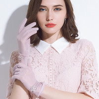 百尚意特（BAISHANGYITE） 防晒手套 女士夏季骑车薄款冰袖 户外蕾丝袖套开车防滑触屏短款手套 紫色 BS06F