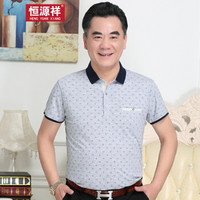 恒源祥 夏季休闲T恤中老年翻领POLO衫 灰色 3XL/185