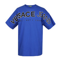 VERSACE JEANS 范思哲 奢侈品 春夏款 男士蓝色棉质圆领短袖T恤 B3GRB76L 30134 243 XL码