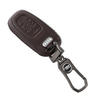 车达品 奥迪真皮钥匙包奥迪A6L Q5 A5 A8L A4L 钥匙保护壳套扣奥迪A6棕