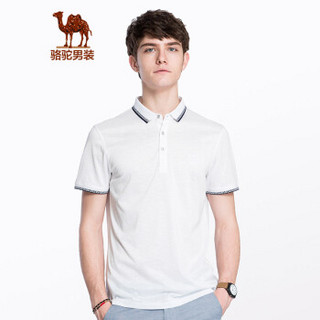 骆驼（CAMEL）男装 撞色帅气翻领t恤青舒适薄款短袖男T X8B265204 白色L