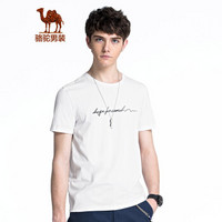 骆驼（CAMEL）男装 印花圆领半袖上衣男生打底衫休闲潮短袖t恤 X8B297133 白色XXXL