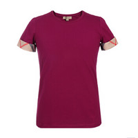 BURBERRY 巴宝莉 女士紫色棉氨纶圆领短袖T恤 39684951 XS码