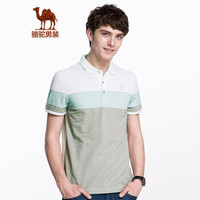 骆驼（CAMEL）男装 短袖男翻领T恤撞色休闲衫青文艺t恤衫 X8B355077 浅绿XL