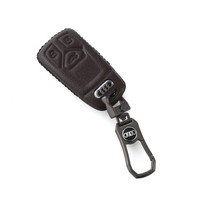 车达品奥迪Q7真皮钥匙套奥迪A4L钥匙包钥匙扣4D钥匙壳专用汽车钥匙包棕