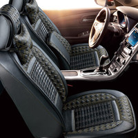 五福金牛 汽车坐垫 夏季坐垫四季通用 竹炭健康耐磨超感皮通用3D汽车座垫汽车座套 金色