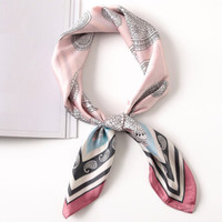 GLO-STORY 丝巾女 时尚优雅小方巾百搭气质装饰领巾 WSJ814049 粉色