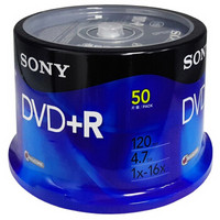 索尼（SONY）DVD+R 光盘/刻录盘 16速4.7G 桶装50片 空白光盘（行业装）