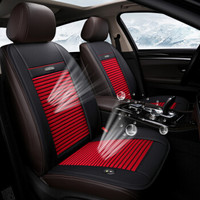 紫风铃 夏季通风汽车坐垫单张 制冷吹风冰丝汽车座垫单片 空调座垫凉垫带风扇轿车NXL01 12V单座-黑红色