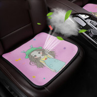 紫风铃 夏季汽车坐垫3D可爱卡通汽车座垫前排单片冰丝座套四季通用单张 防滑免绑办公座椅垫KA 2片装-萌女孩