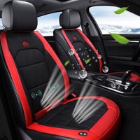 紫风铃夏季通风汽车坐垫单片 通风/按摩/测温 透气网布冷汽车座垫 吹风空调凉垫主驾NXL03 12V单座-黑红色