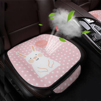 紫风铃 夏季汽车坐垫3D可爱卡通汽车座垫前排单片冰丝座套防滑免绑办公座椅垫KA 2片装- 升级版-浪漫兔