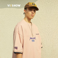 威秀 viishow 短T恤 圆领半袖落肩潮流体恤男士上衣TD1243182 粉色 XXL