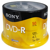 索尼（SONY）DVD-R 光盘/刻录盘 16速4.7G 桶装50片 空白光盘（行业装）