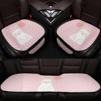 紫风铃 汽车坐垫三件套夏季可爱卡通汽车座垫小方垫前排单片四季通用 防滑办公座椅垫KA 3件套-升级版-浪漫兔