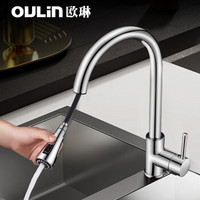 欧琳（OULIN）OL-CFL002厨房水槽抽拉冷热水龙头 可旋转