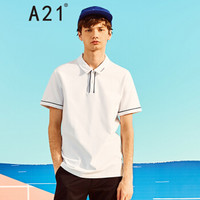 A21 夏季男装新款POLO衫男翻领弹性修身短袖 4821332007 特白 180/92A/XL