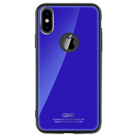 collen 苹果X手机壳 iPhone x/10手机壳 5.8英寸手机套 钢化玻璃壳防摔防刮痕套 魅影迷蓝