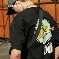 威秀 viishow 短袖T恤男 男士白色圆领体恤男潮流打底衫TD1620182 黑色 XXL