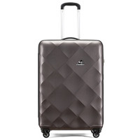 KAMILIANT 万向轮拉杆箱箱子密码箱立体钻石图案行李箱女旅行箱男20英寸登机箱 DU1*13001 褐色