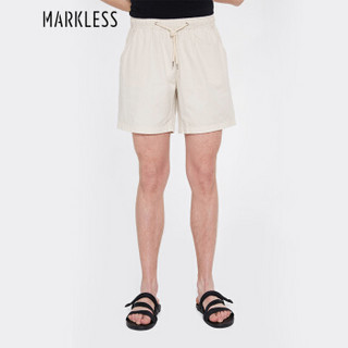 Markless 休闲裤男简约休闲五分裤纯色休闲短裤工装裤DKA8907M米白色180/XL（2.64尺）