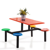 中伟 ZHONGWEI 学校员工食堂餐桌椅4人6人8人餐桌连体快餐桌椅组合 4人位防火板
