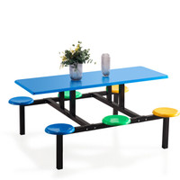 中伟 ZHONGWEI 学校员工食堂餐桌椅4人6人8人餐桌连体快餐桌椅组合 6人位防火板