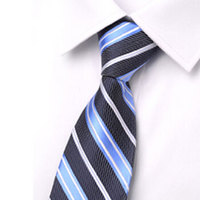 GLO-STORY 拉链领带 男士商务正装潮流领带礼盒装MLD824064 蓝白斜纹