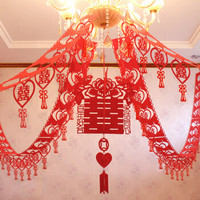 多美忆 婚庆用品结婚布置用品个性创意婚礼婚庆红色挂件吊饰浪漫婚房装饰 爱心喜鹊套餐
