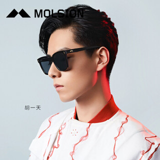 陌森（Molsion）太阳镜男 方形墨镜韩版太阳眼镜男士MS3000 D11镜框黑色|镜片暗黑色