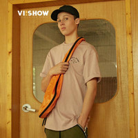 威秀 viishow 短T恤 圆领半袖落肩潮流体恤男士纯棉上衣TD1336182 粉色 XL