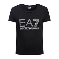 EA7 EMPORIO ARMANI阿玛尼奢侈品女士短袖针织T恤衫3ZTT81-TJ12Z BLACK-1200 S